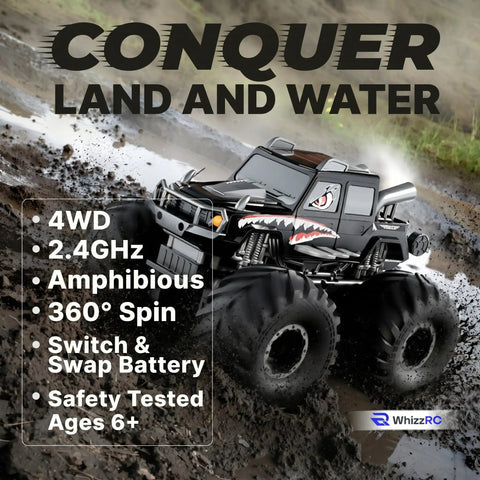 Amphibious Remote Control Car With All Terrain Four Wheel Drive Monster RC Truck Waterproof Vehicle crossing muddy terrain