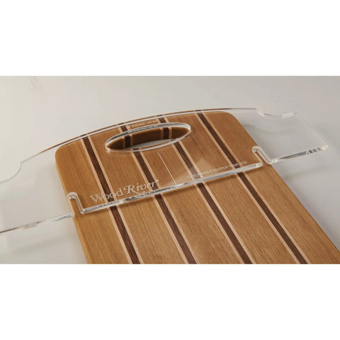 Premium Acrylic Router Template For Building Durable Tool Tote Handles And Custom Cutting Board Ends With Dual Clamping Slots on wood surface.