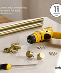 Cappa Curtain Rod With Two Matching Finials, Adjustable 66 To 120 Inches, No Fuss Setup With Brackets And Hardware, Gold Finish