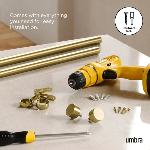 Cappa Curtain Rod With Two Matching Finials, Adjustable 66 To 120 Inches, No Fuss Setup With Brackets And Hardware, Gold Finish