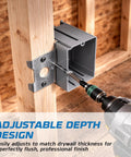 Heavy Duty Adjustable Pvc Outlet Box Four Pack With Secure Mounting Brackets For Switches Gfci And Duplex Receptacles Fire Rated Wall Housing mounted on wood stud with depth adjustment feature.