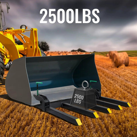 Built Tough Heavy Duty Clamp On Debris Forks For 48 Inch Buckets Pallet Fork Attachment For Loaders Skid Steers And Tractors 2500 Lbs Capacity