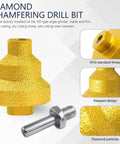 2-piece gold diamond-step core drill bit set (20/35/50 mm) with M10 thread and conversion rod for marble to quartzite