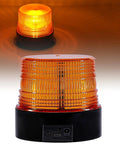 Front view of two amber magnetic cordless beacon lights; strobe beacons with USB-C charging on base.