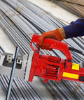 Xoiasth 1250W Hydraulic Electric Rebar Cutter For Steel Bars Up To 20mm, cutting rebar with red handle, heavy duty tool.