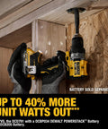 20V Max XR Cordless Drill/Driver Bare Tool being used in wood construction inside a cabinet, showcasing tight space versatility.