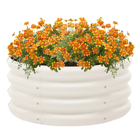 2 Pack 2x1ft Galvanized Raised Garden Bed Outdoor Planter Box For Gardening And Planting Deep 12 Inch Beds with flowers