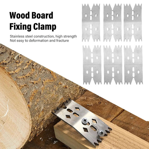 Premium Stainless Steel Wood Board Fixing Clamp With Pointed Teeth Dogs for secure clamping on wood surface.