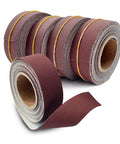 Premium 8 Meter Sandpaper Rolls For Smooth Woodworking And Metal Grinding displayed in rolls, 180 grit nylon backing for polishing surfaces.