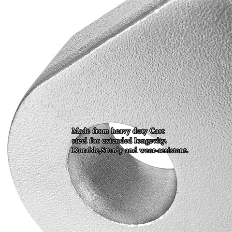 Close-up of heavy duty weld on shackle clevis mounts 1 inch thick steel with beveled base, showing textured surface and 0.90 inch hole.