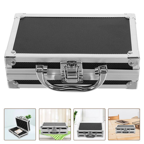 Heavy Duty Metal Briefcase Toolbox With Rugged Handle And Smart Compartments Built Solid For On The Go Handymen fixing cars, top view.