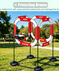 FPV Drone Kit For Outdoor Racing Obstacle Course Beginner Friendly with drone flying through red and white hoops in park