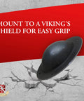 Medieval Beefy Hand Forged Shield Umbo Boss For Deflection shown on cracked surface