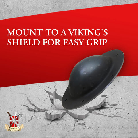 Medieval Beefy Hand Forged Shield Umbo Boss For Deflection shown on cracked surface
