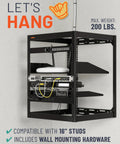 15U Open Frame Server Rack With Wall Mountable Design Including Vented Shelves, 25 Rack Screws, Four Leveling Feet in use