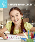Girl using Double Sided Dry Erase Number Line Lapboard 4x12 Inch for Students, 0-10 On One Side, 0-20 On The Other in living room