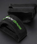 Durable Nylon Bike Pedal Straps Set For Fixed Gear BMX Mountain And Road Bikes, toe clip style nylon straps, black, close-up view