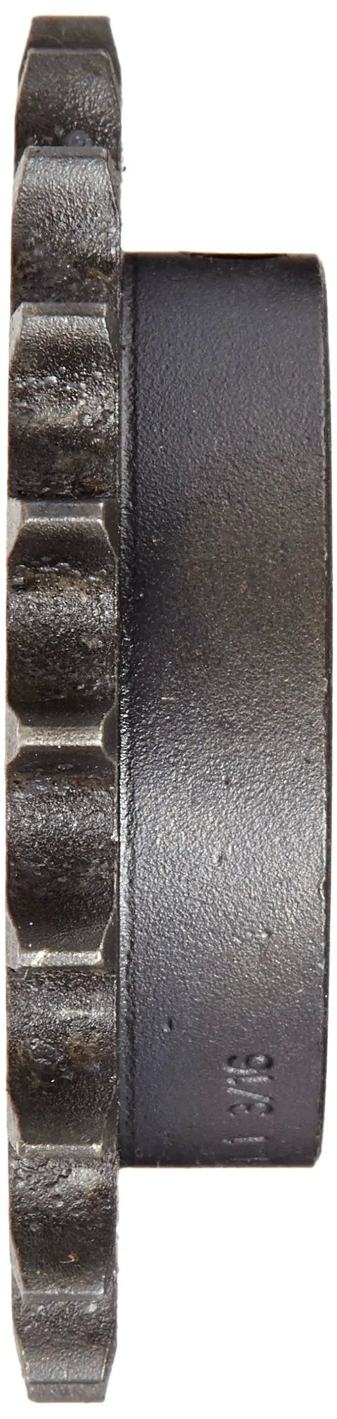 Side view of Roller Chain Sprocket With Hardened Teeth Bored-To-Size Type B Hub Single Strand 50 Chain Size 0.625 Inch Pitch 21 Teeth.