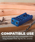 Beefy Heavy Duty Pocket Hole Jig HD For Big Projects With Steel Enforced Drill Guides Compatible With K5 K4 And K3 Jigs shown