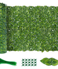 Artificial Ivy Privacy Fence Screen One Piece 240 By 40 Inches UV Resistant Outdoor Hedge Unrolled Next to Accessories