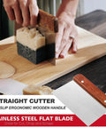 Person using Rectangular Soap Mold Kit With Cutter For DIY Soap Making, 42oz Flexible Silicone Loaf Mold With Wooden Box And Stainless Steel Wavy And Straight Scrapers