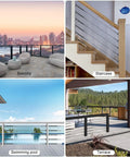 30 Pairs Stainless Steel Adjustable Angle One Eighth Inch Wire Rope Cable Railing Hardware Kit used on various locations like balcony, staircase, swimming pool, and terrace.