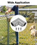 4 Pack Aluminum Gate Corner Elbows For Chain Link Fences, 90 Degree Angle Connector For 1-3/8 Inch Outer Diameter Pipe installed view