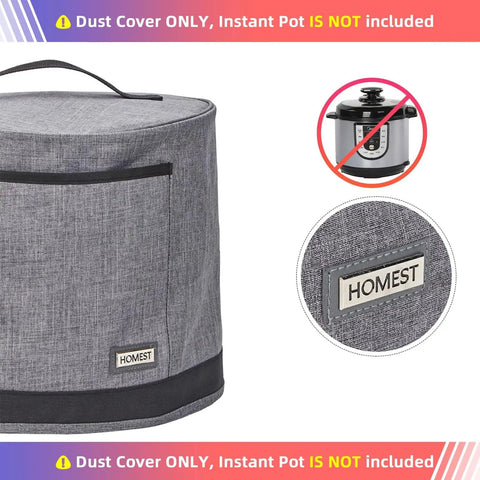 Dust Cover With Pockets For Instant Pot 6 Quart Insulated Pressure Cooker Case With Wipe Clean Lining Grey