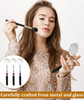 Woman using Six Piece Telescoping Inspection Mirror Set With Retractable Long Handles Extendable Up To 29 Inches 360 Degree Rotating Under Vehicle Mirror Durable Anti Rust Metal For Technicians Mechanics And Contractors, showcasing a close-up of the mirror set.