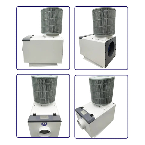 Heavy Duty Oil Mist Collector And Smoke Purifier For Cnc Workshop Rigs 6 Inch Hook Up 220V three phase power, multi-angle views.