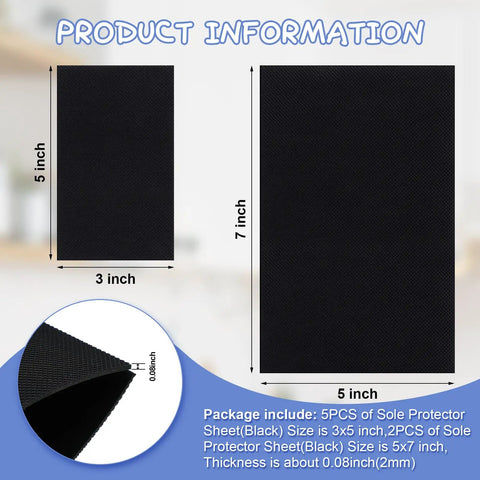 7 Sheets Shoe Sole Repair Patch Kit Non Slip Protector Pads For Worn Bottoms, Noise Reduction Rubber Soles sizes shown
