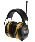 Hearing Protection Earmuffs with AM FM Radio and LCD Display, 8 Presets, Aux Input, NRR 25dB, Digital Tuning, black yellow design