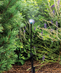 Close Coverage Drip Irrigation Fan Spray On Riser Stake in garden, 180 Degree Half Circle Pattern, 4 Foot Spray Distance, above foliage
