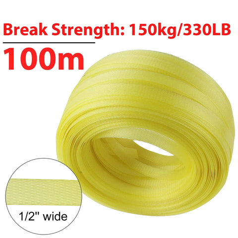 Heavy Duty Manual 4 In 1 Pallet Packaging Strapping And Banding Kit Featuring Ratchet Tensioner Sealer Cutter Yellow PET strap roll 100m