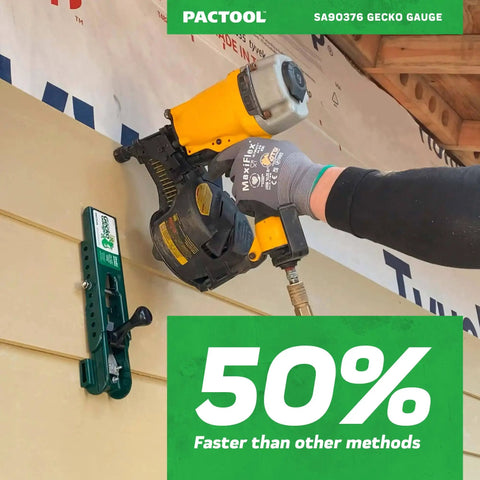 Gecko Gauge Clamp For 7/16 Inch Thick Composite Siding 2 Pack Exterior Mounting Siding Tool Ideal For One Person Installation in use