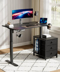 Electric Standing Desk With Drawers And Storage 47 By 24 Inch Sit Stand Desk Height Adjustable With 3 Memory Presets Printer Cabinet
