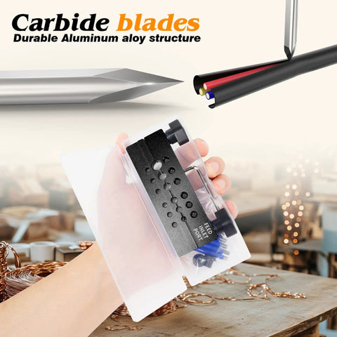 Hand holding Beastly Split Type Scrap Copper Wire Stripper Kit With 6 Tungsten Carbide Tri Blade Cutters