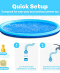 Non Slip 72 Inch Splash Pad Sprinkler for Outdoor Water Play Thickened Durable Backyard Toy Mat with easy setup instructions