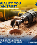 Built Tough 35Mm Forstner Drill Bit Made Of Heavy Duty Forged High Speed Steel For Precision Woodworking Projects, cutting through wood.
