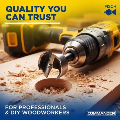Built Tough 35Mm Forstner Drill Bit Made Of Heavy Duty Forged High Speed Steel For Precision Woodworking Projects, cutting through wood.