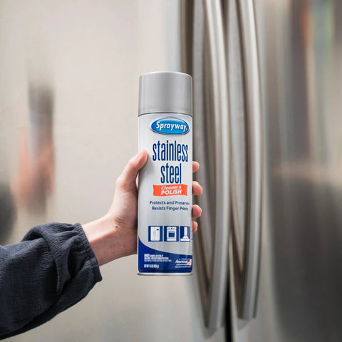 Sprayway stainless steel cleaner spray, 15 fl oz, water-based; cleans and polishes stainless appliances.