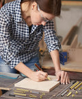Person using Ten Slimline Pen Kit Sets For Wood Turning With Dope Gold Finish Refill Ready Lathe Tools on wooden board
