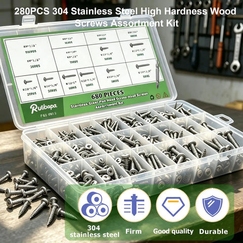 680 Piece Stainless Wood And Sheet Metal Screw Kit With Pan Head Self Tapping Screws 304 Stainless Steel 18 Sizes From One Quarter Inch To One And One Half Inch Heavy Duty Fasteners For Wood Metal And Diy Projects in organizer case