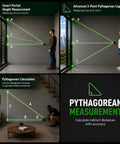 4 In 1 Digital Green Laser Tape Measure With 16 Foot Tape And 328 Foot Distance Meter For Indoor Outdoor Jobsites A Handy Laser Measuring Tool For Builders DIY Pros Who Need Quick Accurate Measurements, showing Pythagorean mode