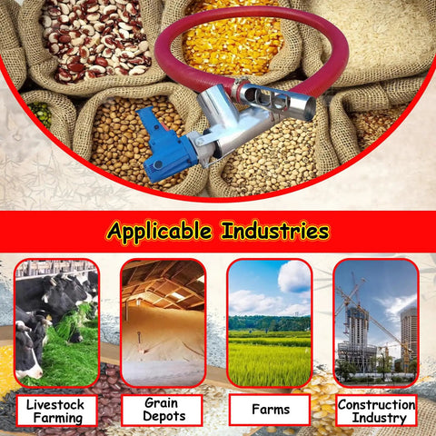 Image of All In One High Capacity Animal Feed Conveyor And Grain Auger with various applications in livestock farming, grain depots, farms, and construction.