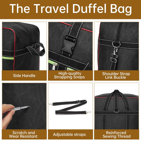 Black foldable rolling duffel bag with wheels and carry handles; expandable Amazon luggage