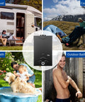 Portable Tankless Water Heater 4.21 GPM Outdoor Propane Gas On Demand With Digital Display, various outdoor uses shown