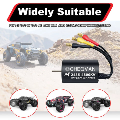High Torque 4800KV Brushless Motor and 35A ESC Combo For Traxxas RC Cars Waterproof Sensorless Power System shown with cars