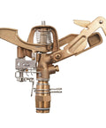 Heavy Duty Brass Impact Sprinkler Head Offering Close And Far Coverage With Dual Nozzles For Total Lawn Protection With Robust 3/4 In Mpt Connection And Heavy Duty Brass Build Without Kinking Or Failure In Your Garden Setup, showing detailed mechanism.