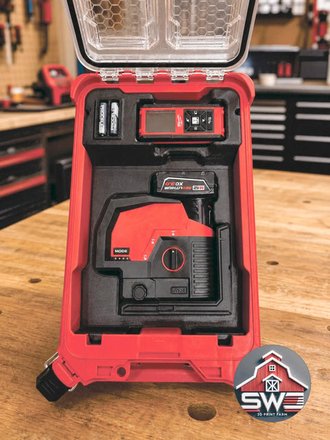 Premium Red 3D Printed Petg Tool Organizer Insert Designed For Makita Packout Case 8435 To Keep Your Laser Level And Distance Meter Squared Away And Solid For Any Job Site